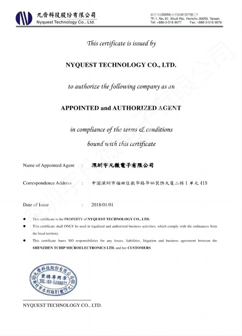 Nyquest Authorization Certificate